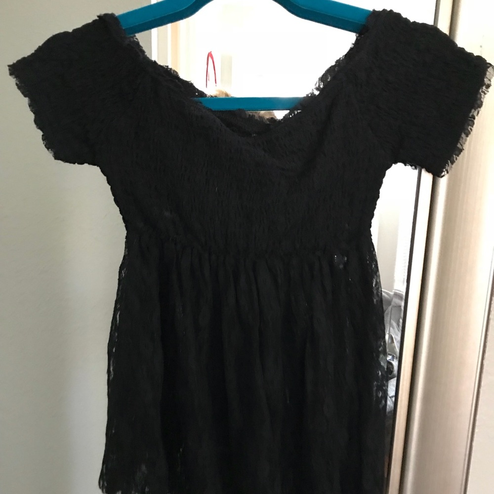 Free people off shoulder black lace top